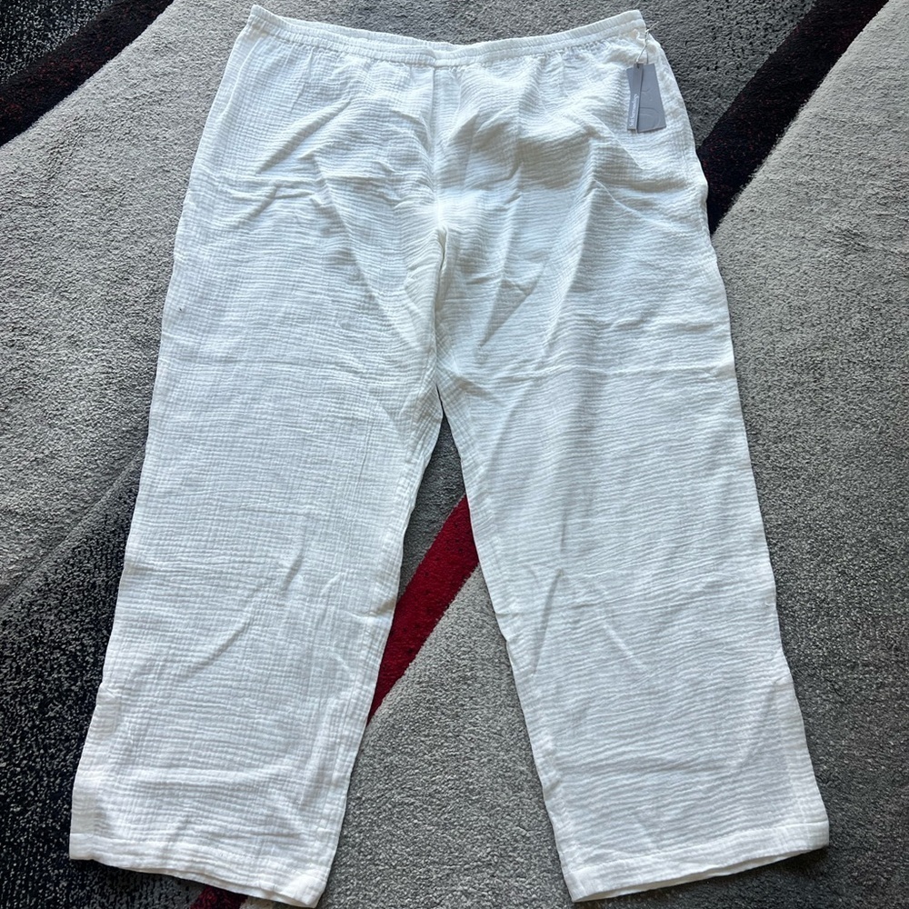 Soft Surroundings White Key Biscayne Gauze Wide Leg Pants